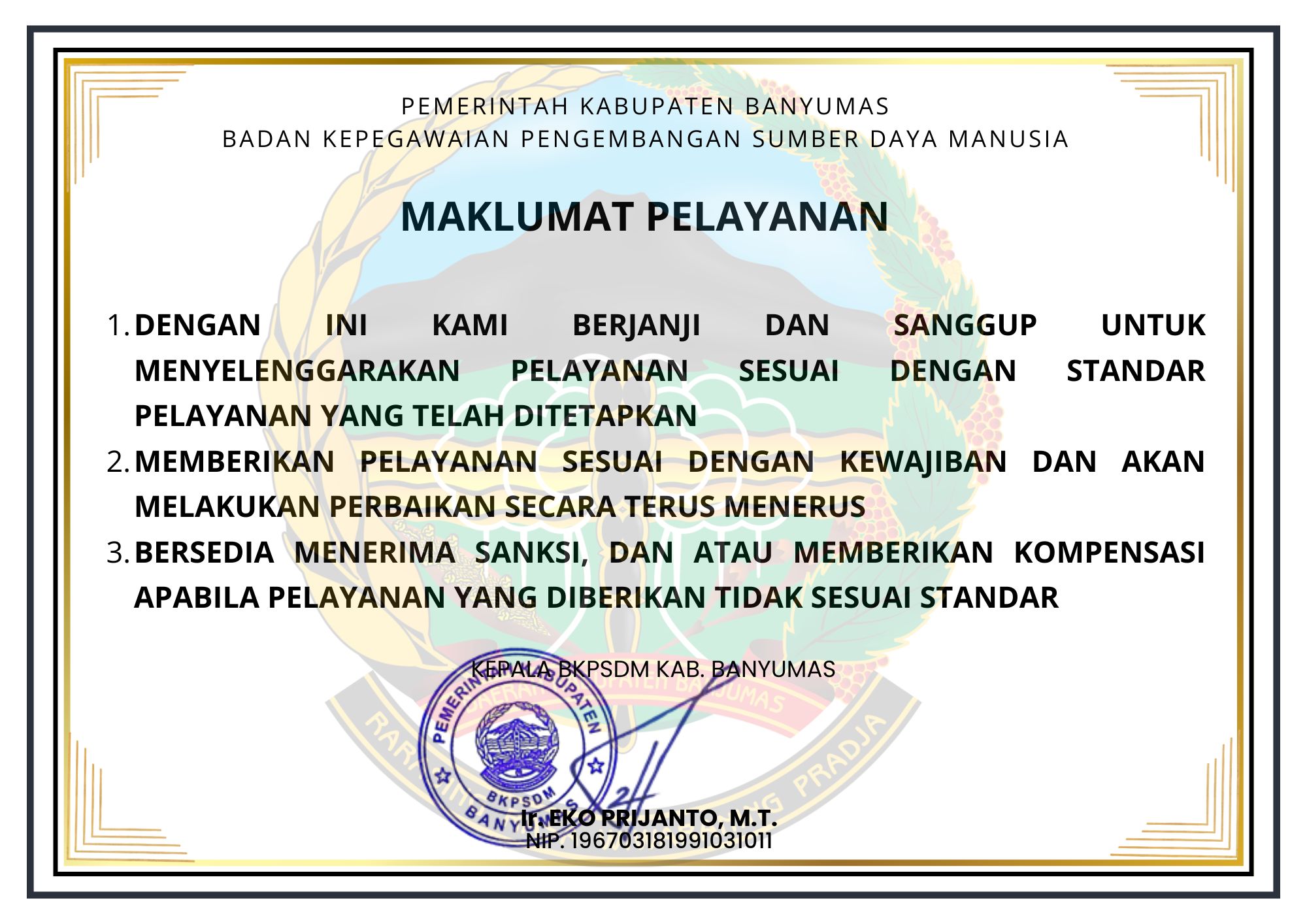 Maklumat Pelayanan BKPSDM
